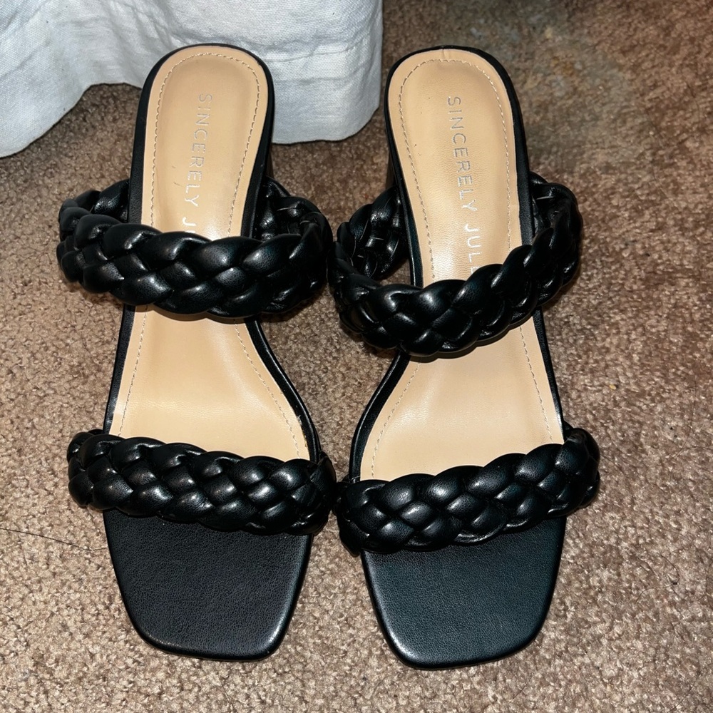 Black chunky heel sandals
